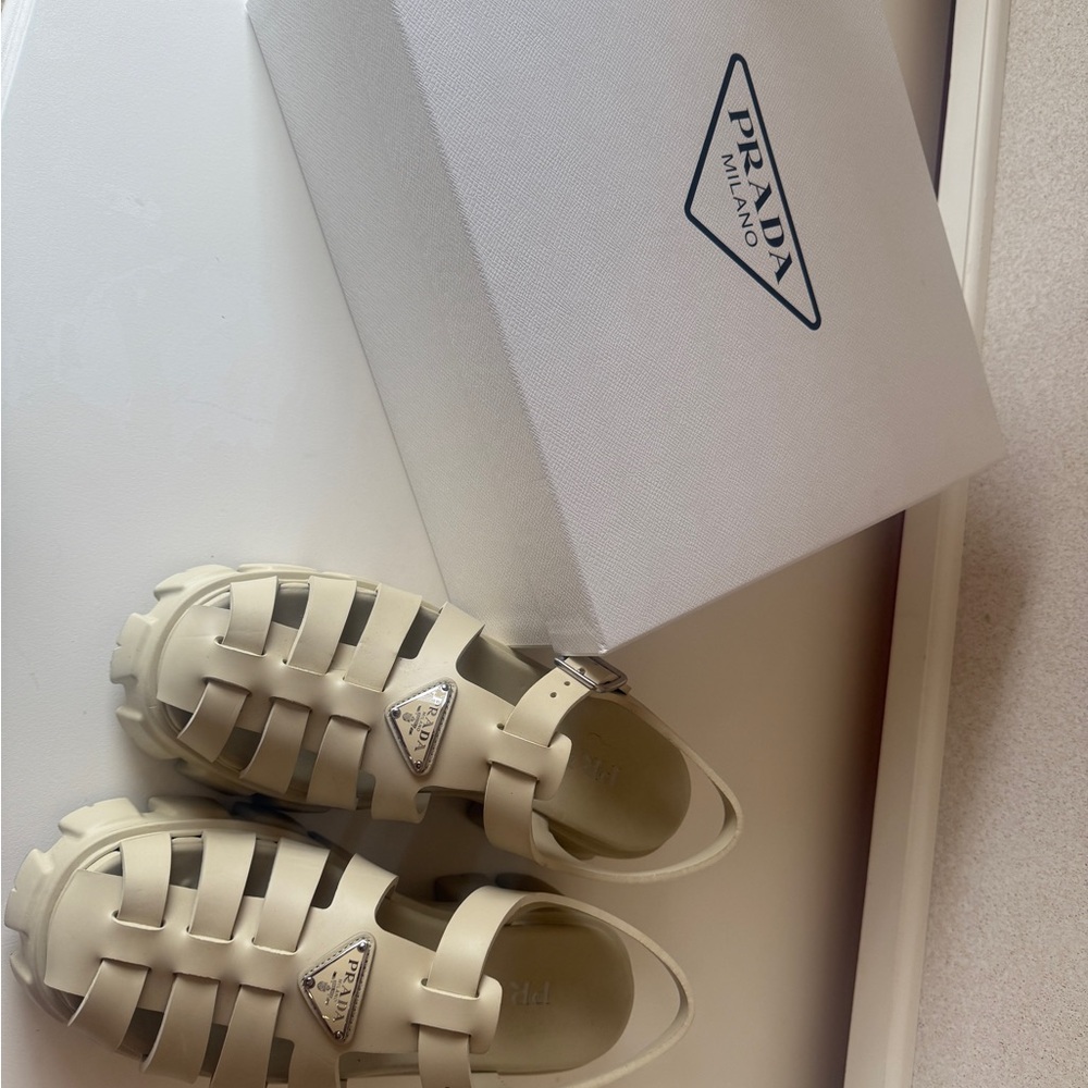 Prada Cream Sandals with Box